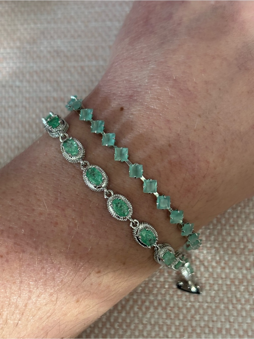 Mint Green Gemstone Bracelet Set - Women Jewelry